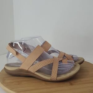 ABEO Barnett Women's Orthotic Sandal Neutral Tan Embossed Nubuck Size 6